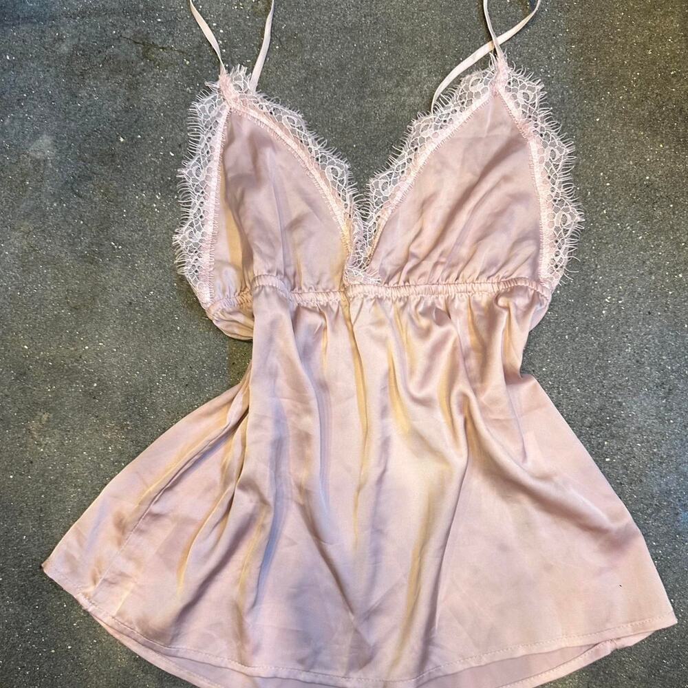Pink satin slip with
